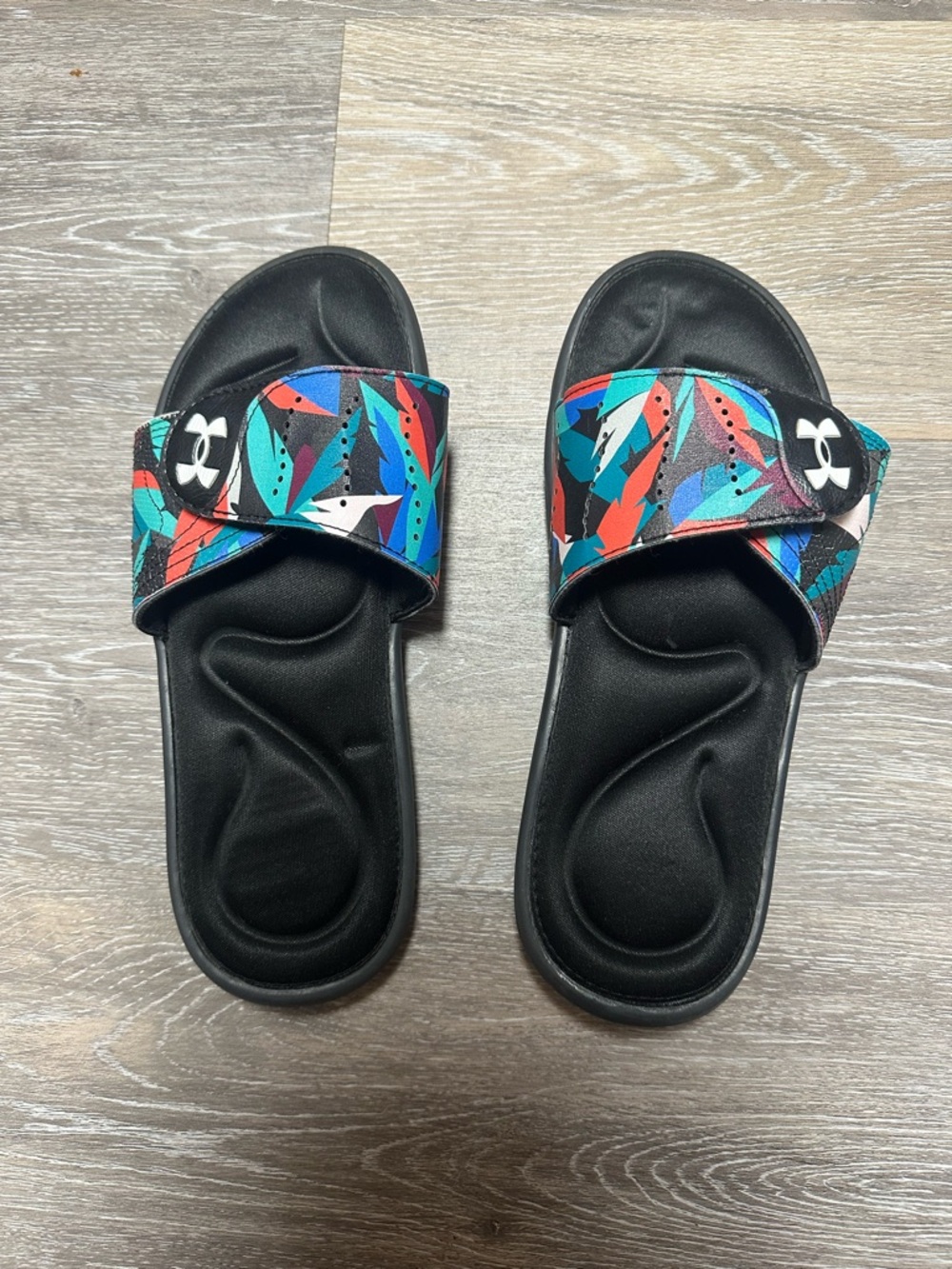 Under Armour Black Slide Sandals with Textured Strap